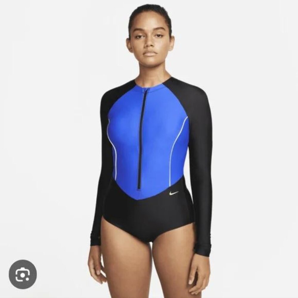 NWT Nike Women's Hydralock Sculpt Solid Long Sleeve One Piece Swimsuit - Picture 1 of 7